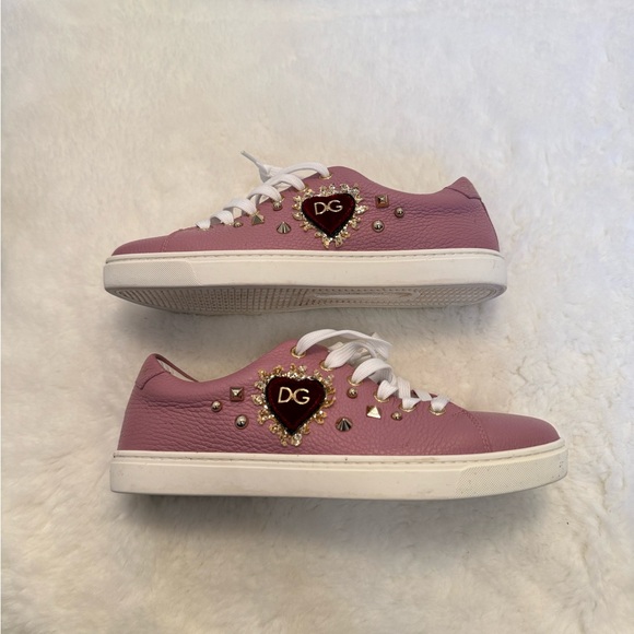 Dolce & Gabbana Pink Leather Sneakers - size 37.5 - Picture 3 of 9